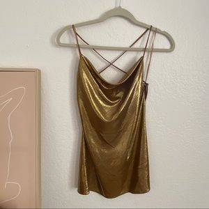 12th Tribe Trina Gold Cowl Neck Dress